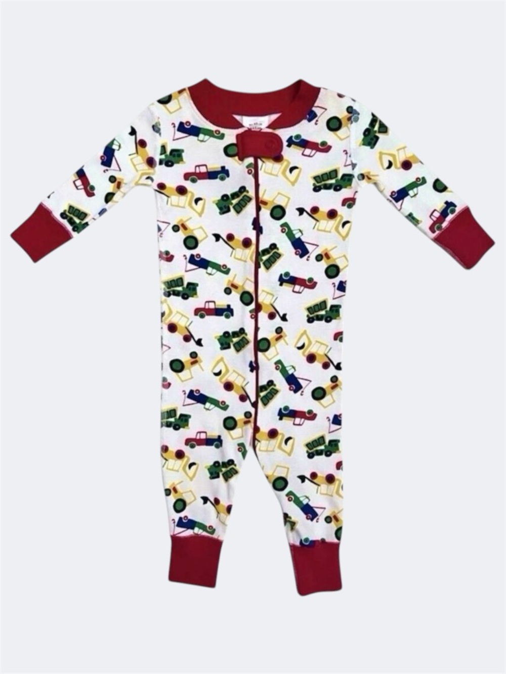 Hanna Andersson Sleeper Boys Size 6-9M Construction Trucks Zip Organic Cotton